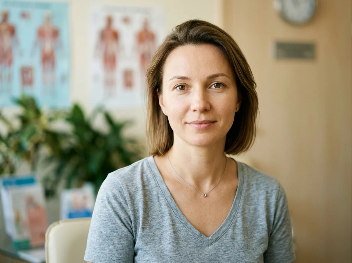Аватар пациентки Ирины П., женщина 35-40 лет, нейтральный портрет, мягкое освещение